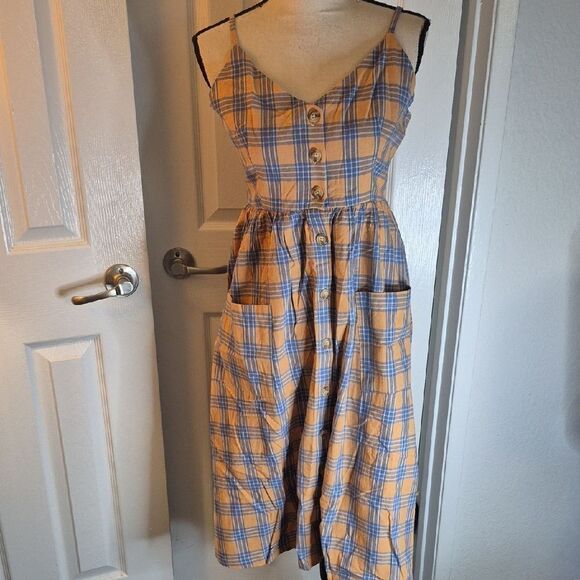 Gilli Dresses & Skirts - Gilla Sz L Cotton Plaid Button-Down Dress